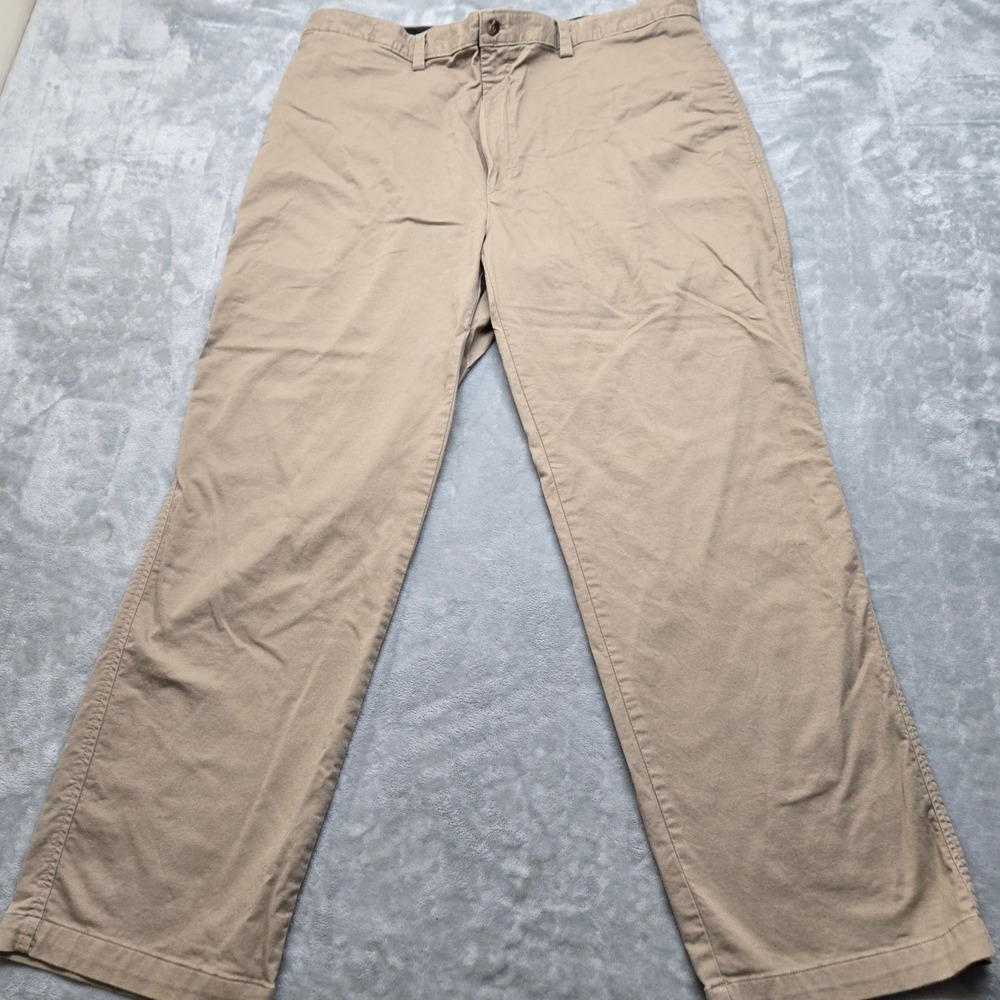 Vic Tayback Casual Classics Mens 42x30 Khaki Chino Pants Tan Stretch Flat Front
